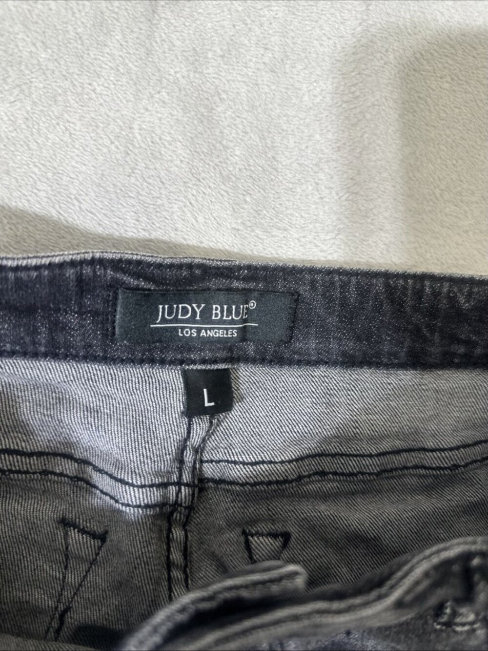 Judy blue denim skirt women's large distressed cutoff dark wash stretch - Picture 4 of 7